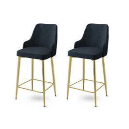 Hanah Home Juego de 2 Taburetes de Bar Enox, Anthracite y Dorado, Metal, 45x105x43 cm